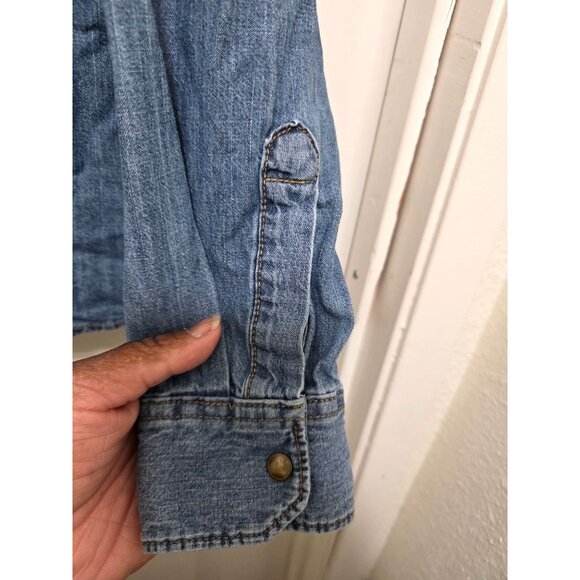 Wrangler Men's Long Sleeve Denim Shirt Snap Buttons Size M - Picture 4 of 8